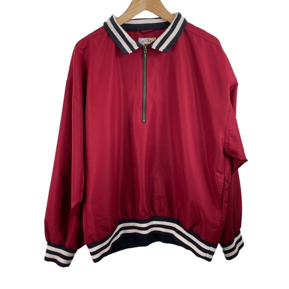 Cutter & Buck Burgundy 1/4 Zip Pullover Lined Windbreaker Jacket Mens Large - Picture 1 of 11